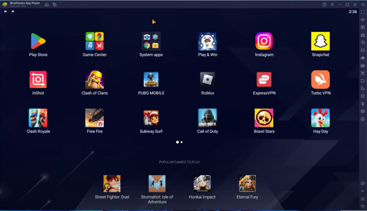 تصویر زیر فضای نرم افزار BlueStacks که نرم افزار شبیه ساز اندروید است
